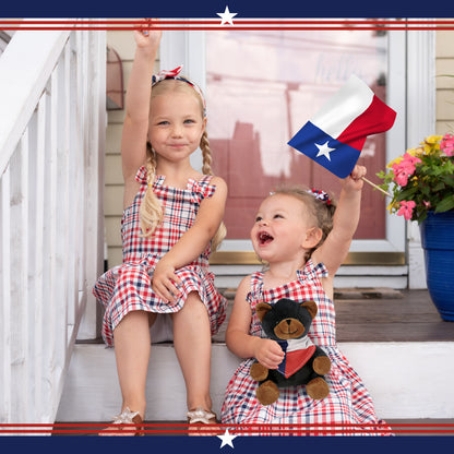 6" PLUSH - BLACK BEAR WITH TEXAS FLAG BANDANA