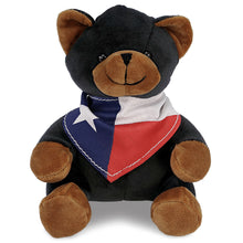 6" PLUSH - BLACK BEAR WITH TEXAS FLAG BANDANA