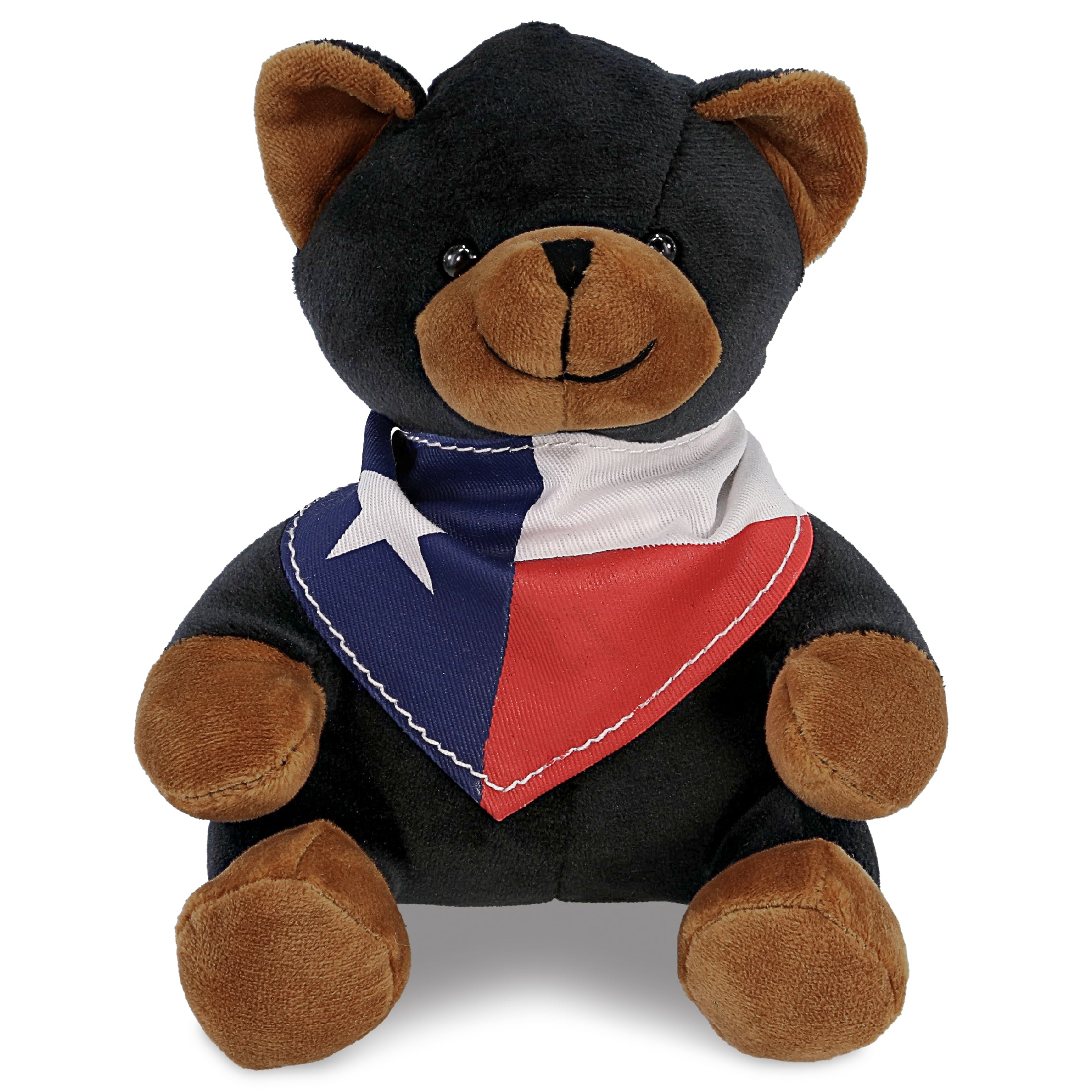 6" PLUSH - BLACK BEAR WITH TEXAS FLAG BANDANA