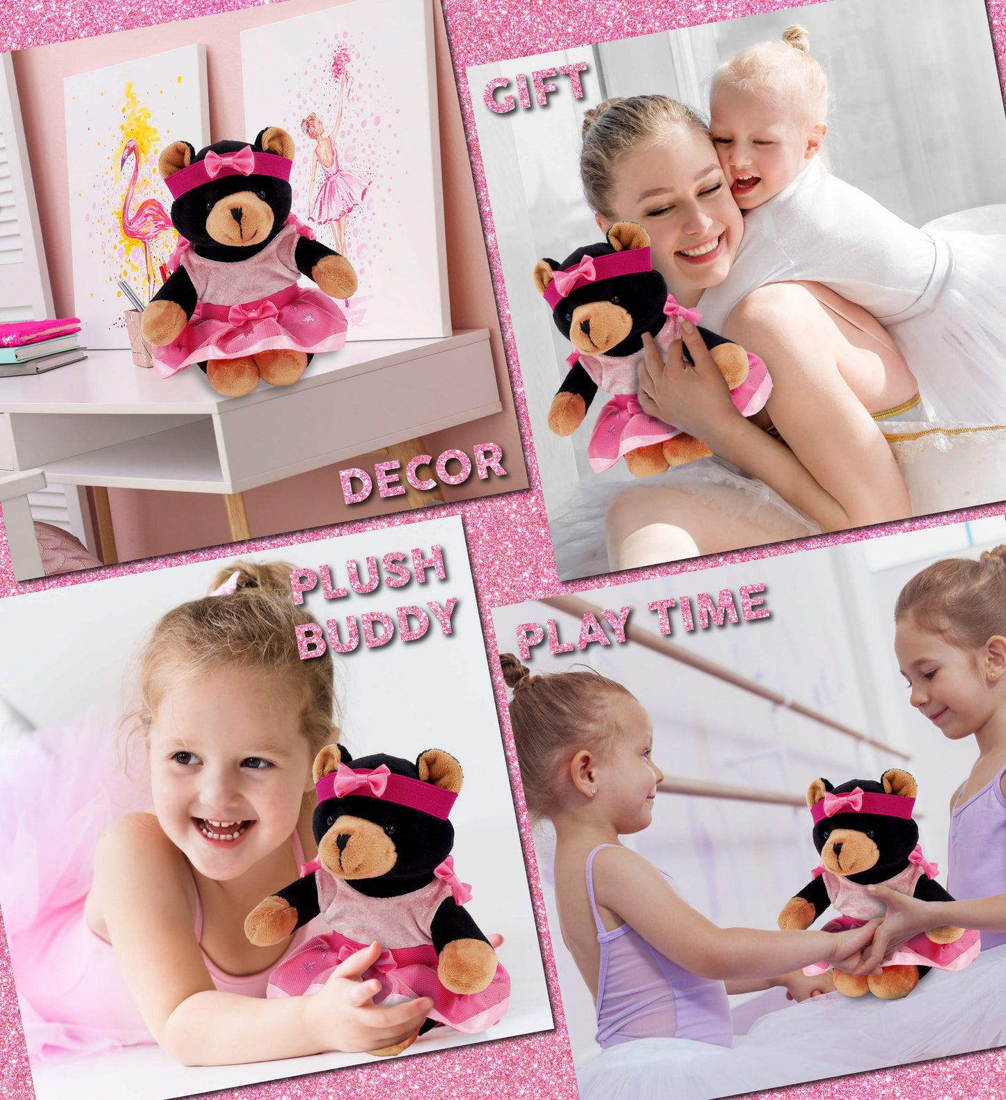 6" PLUSH - BLACK BEAR Ballerina