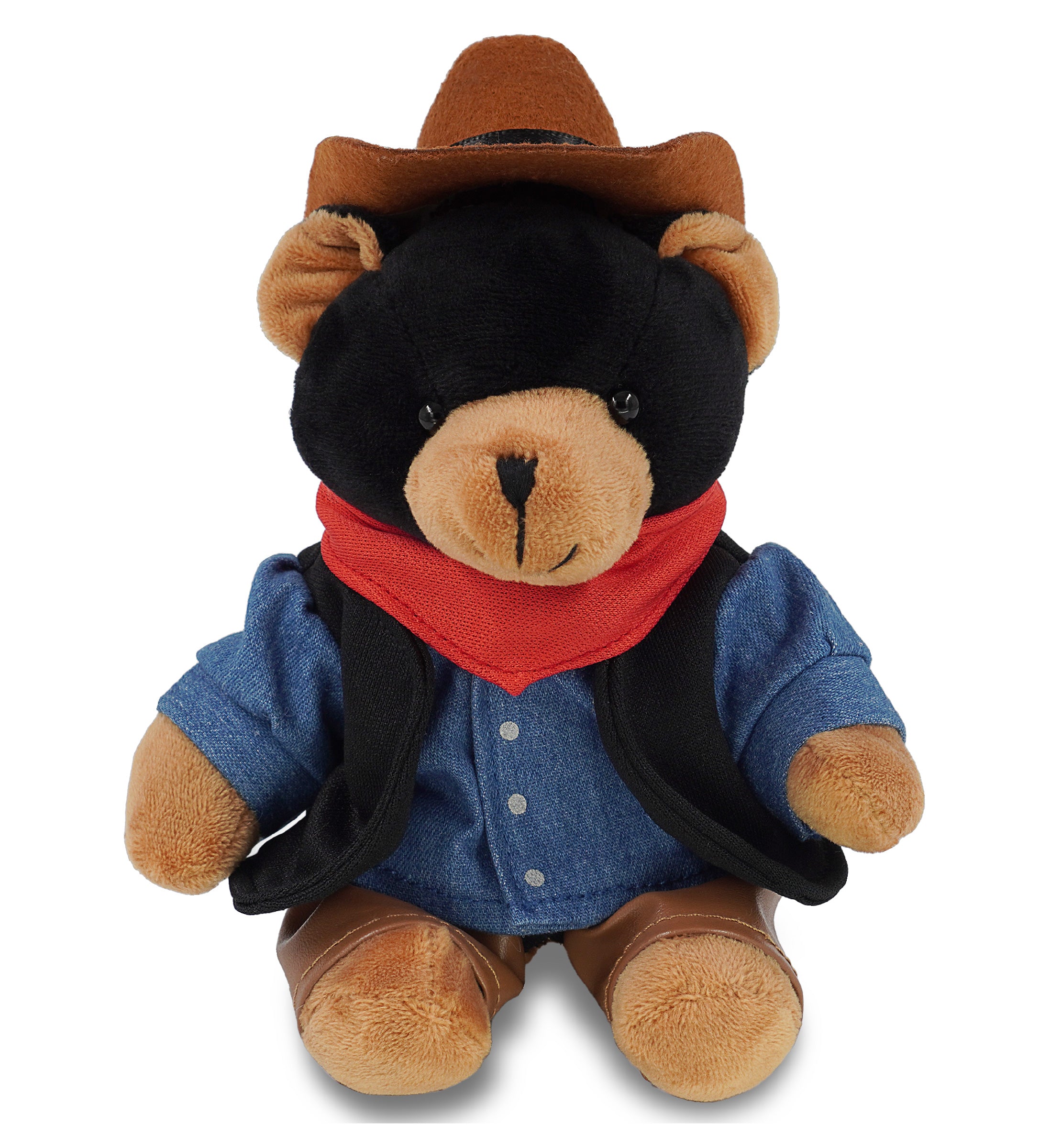 6" PLUSH - BLACK BEAR COWBOY DRESS UP