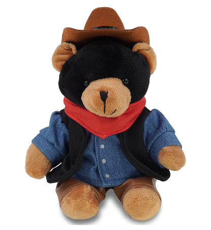 6" PLUSH - BLACK BEAR COWBOY DRESS UP