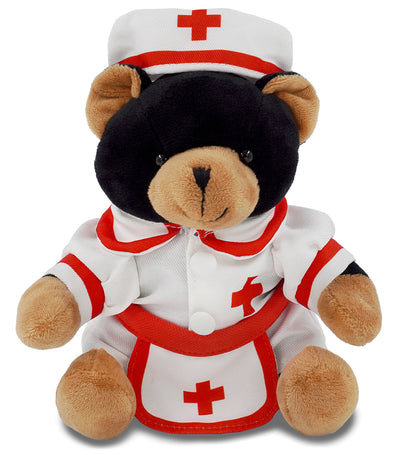 6" PLUSH - BLACK BEAR NURSE DRESS UP
