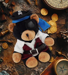 6" PLUSH - BLACK BEAR WITH PIRATE DRESS UP