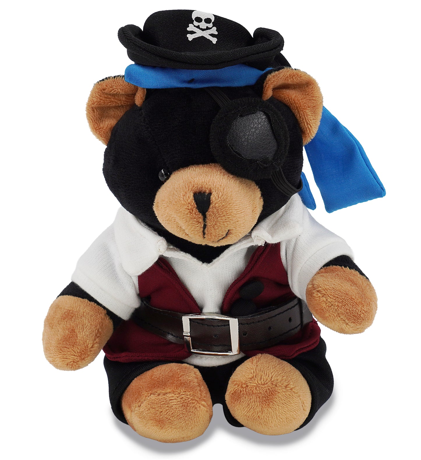 6" PLUSH - BLACK BEAR WITH PIRATE DRESS UP