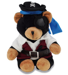 6" PLUSH - BLACK BEAR WITH PIRATE DRESS UP