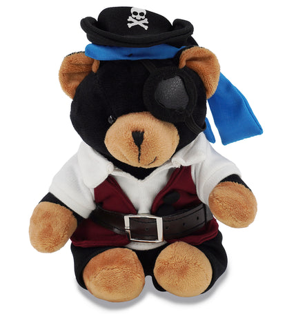 6" PLUSH - BLACK BEAR WITH PIRATE DRESS UP