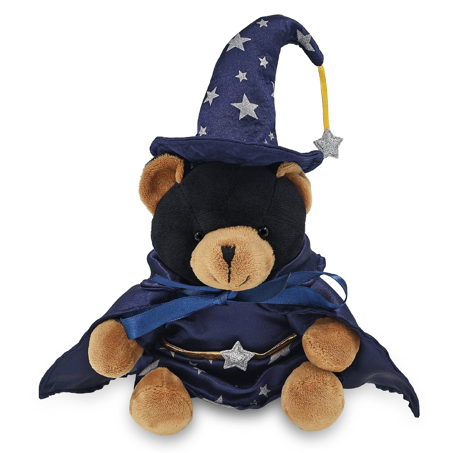 6" PLUSH - BLACK BEAR WITH WIZARD DRESS UP