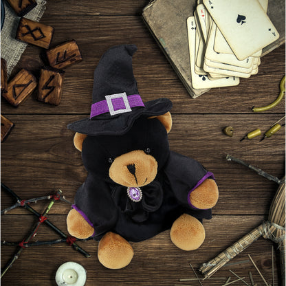 6" PLUSH - BLACK BEAR WITH WITCH DRESS UP