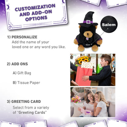 6" PLUSH - BLACK BEAR WITH WITCH DRESS UP