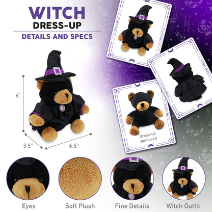 6" PLUSH - BLACK BEAR WITH WITCH DRESS UP