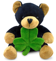 PLUSH SHAMROCK - 6" PLUSH - BLACK BEAR