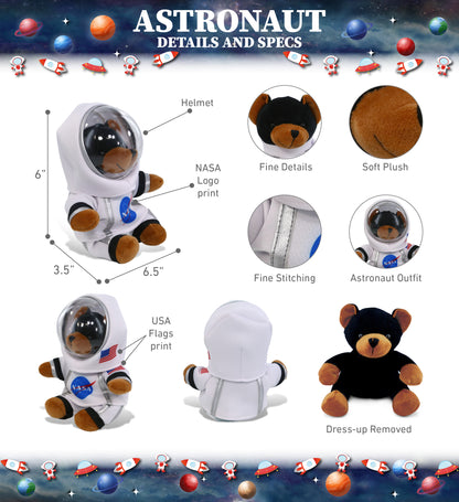 PLUSH ASTRONAUT - 6" PLUSH - BLACK BEAR