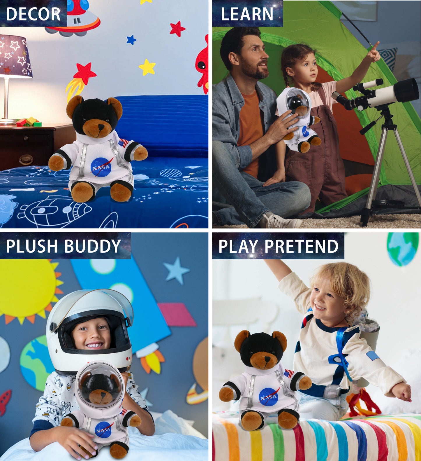 PLUSH ASTRONAUT - 6" PLUSH - BLACK BEAR