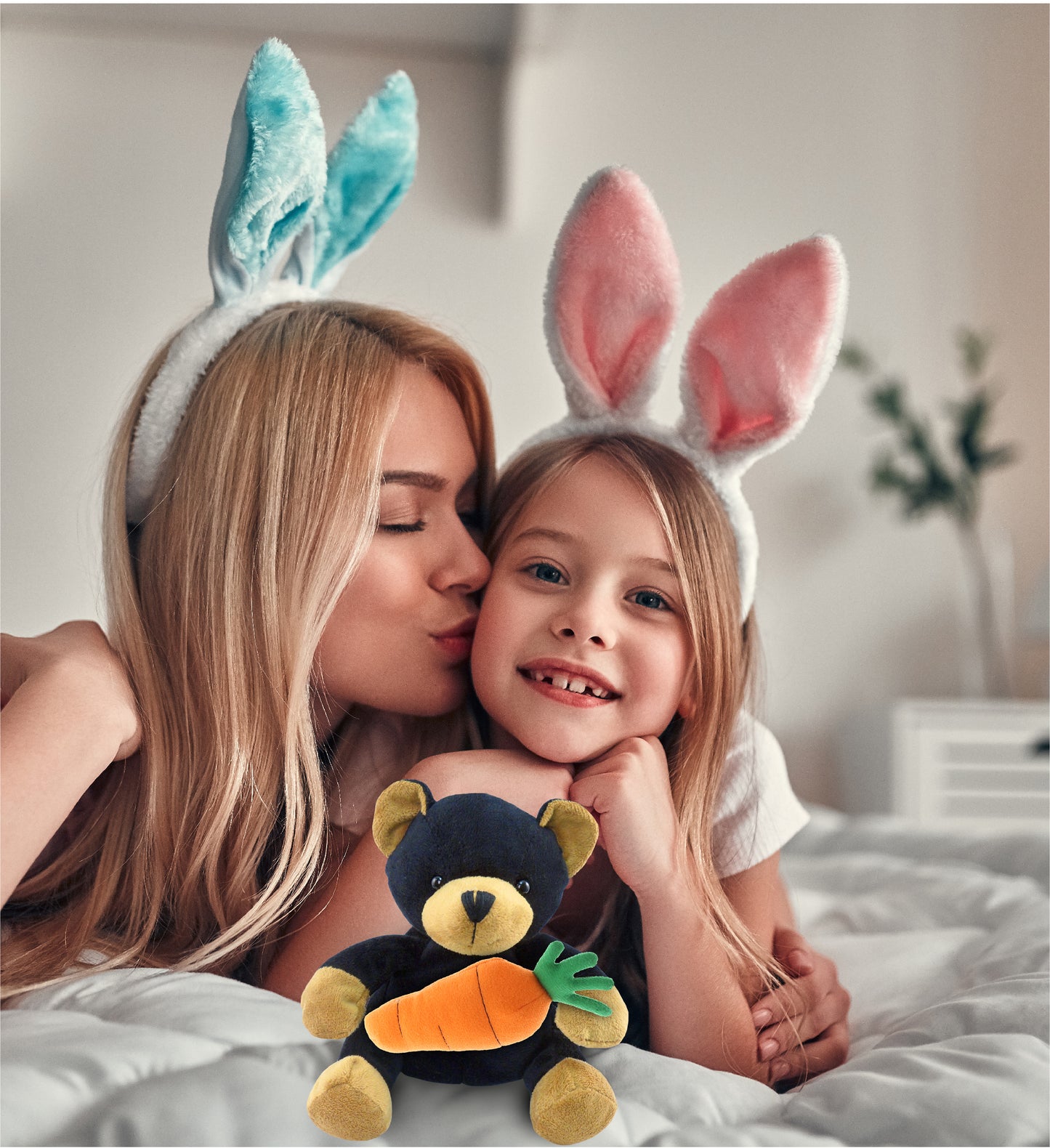 DolliBu Happy Easter Super Soft Plush Black Bear with Carrot Plush - 6 Inches