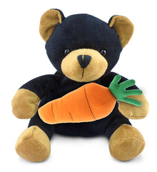 DolliBu Happy Easter Super Soft Plush Black Bear with Carrot Plush - 6 Inches