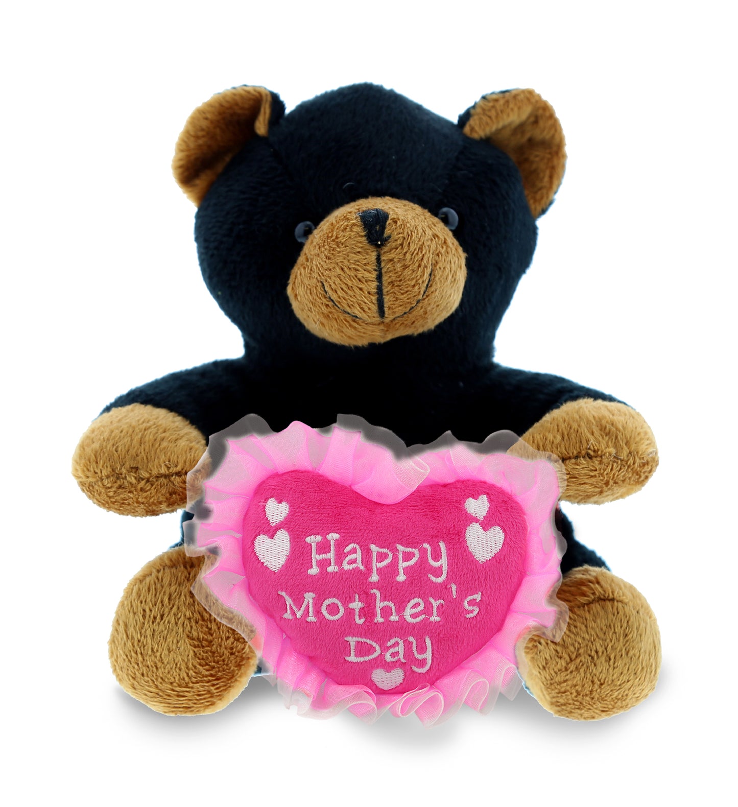PLUSH MOTHERS DAY HEART - 6" PLUSH - BLACK BEAR