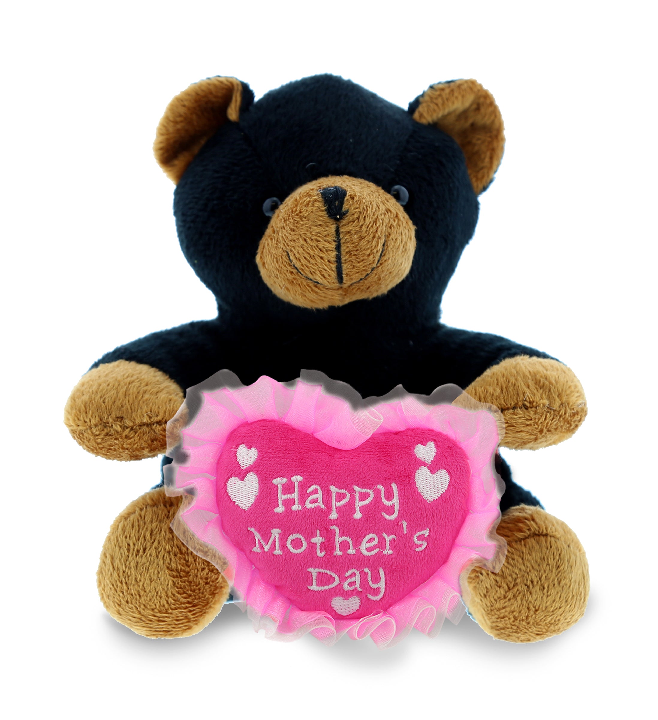 PLUSH MOTHERS DAY HEART - 6" PLUSH - BLACK BEAR