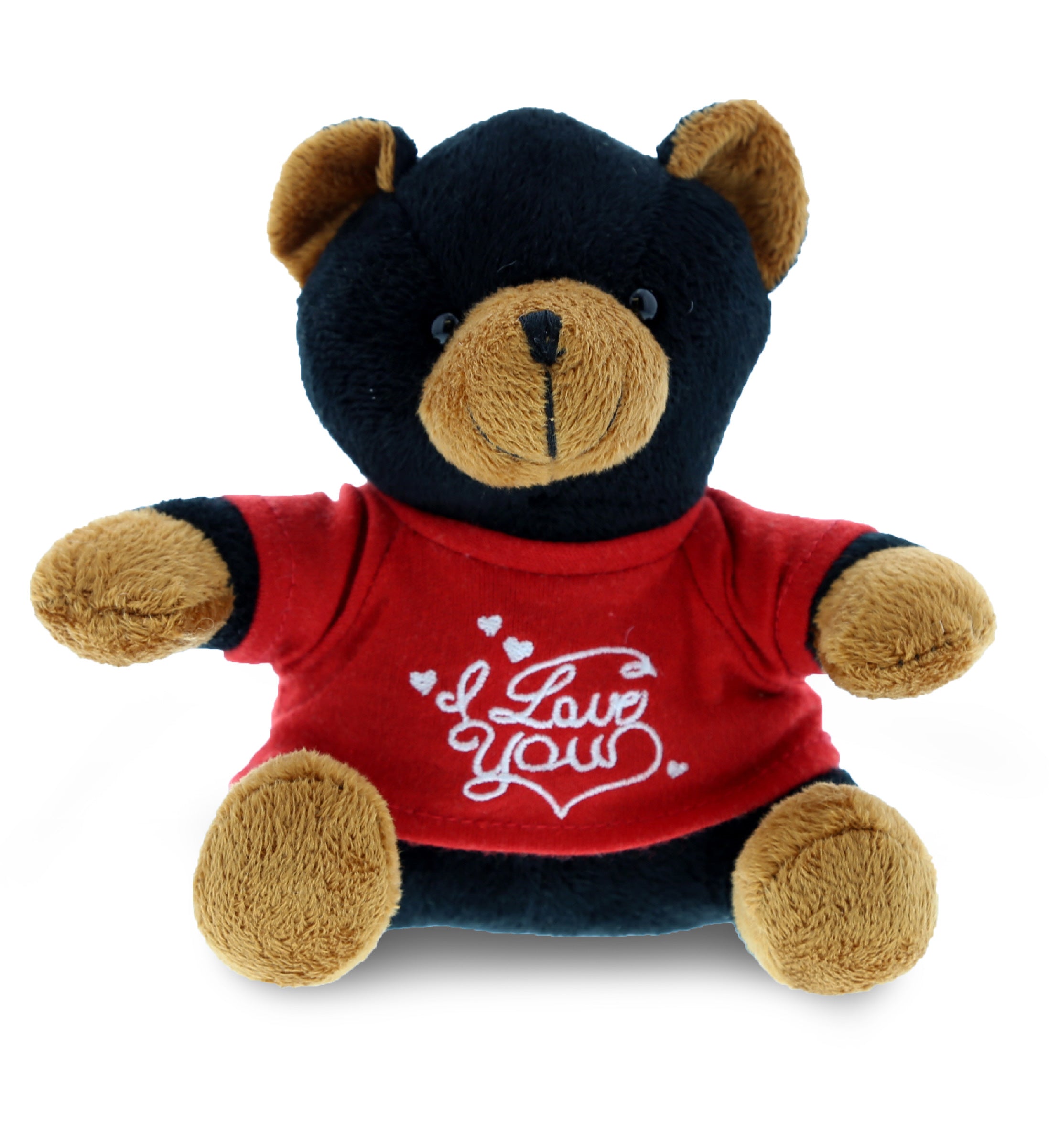 PLUSH I LOVE YOU RED SHIRT- 6" PLUSH - BLACK BEAR