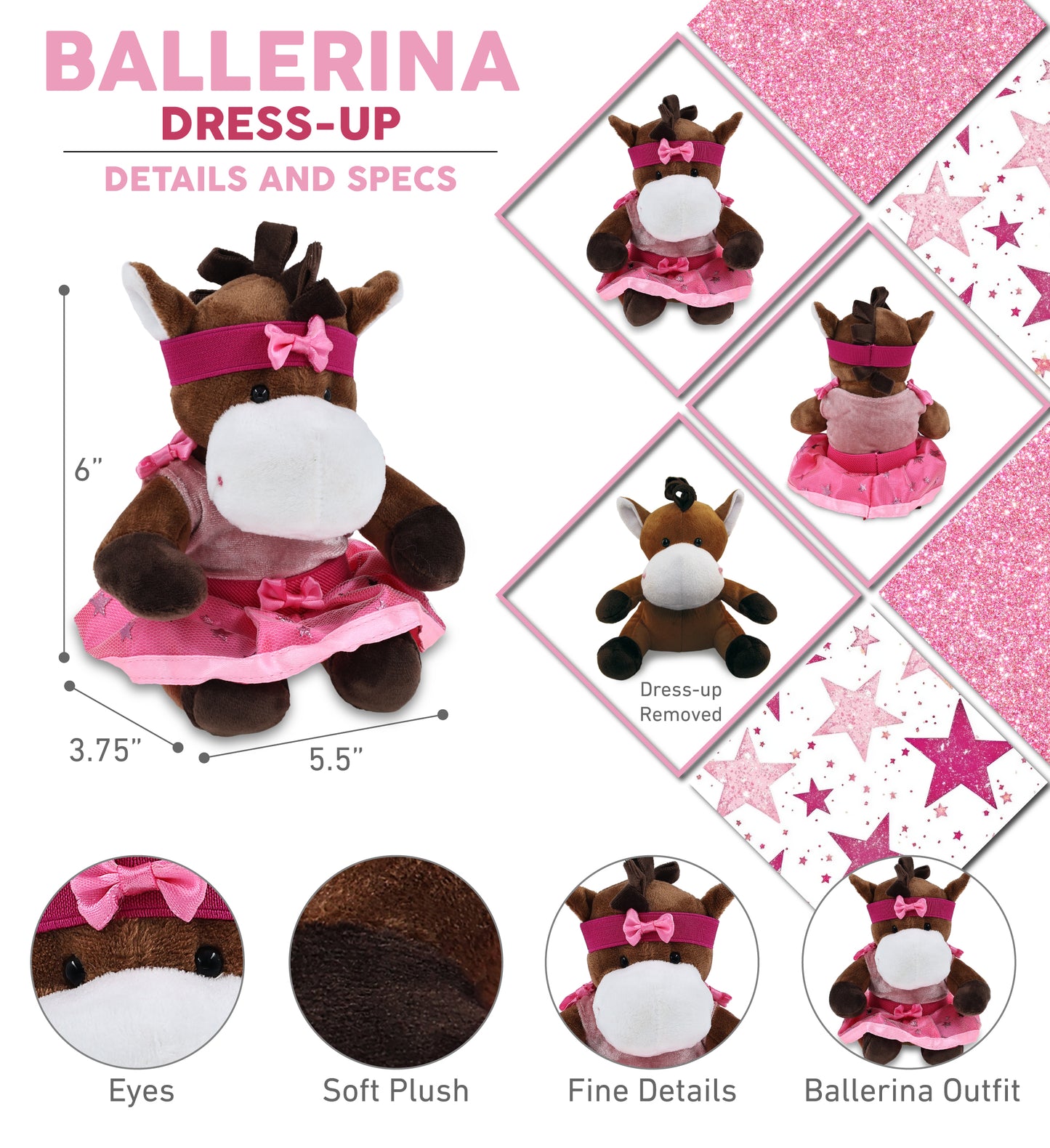 6" PLUSH - HORSE BALLERINA