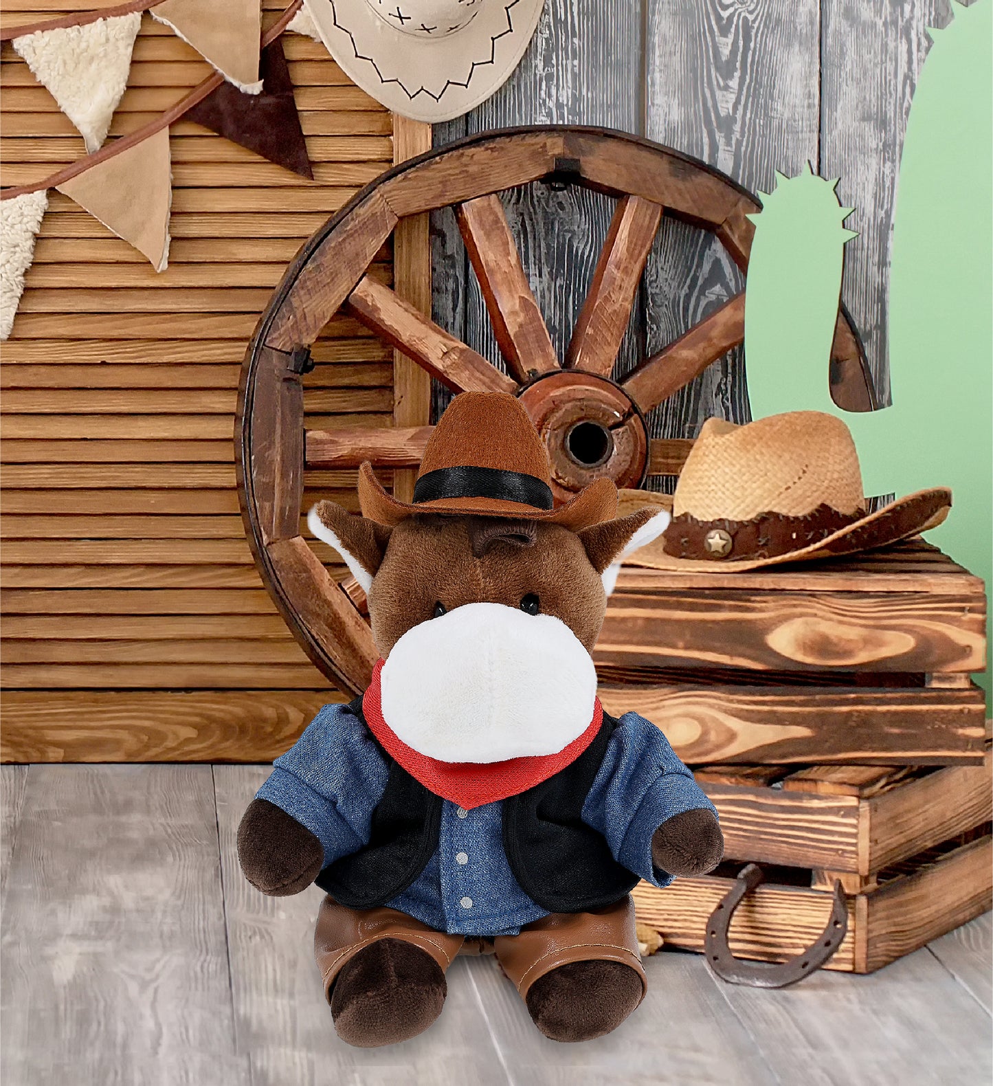 6" PLUSH - HORSE COWBOY DRESS UP