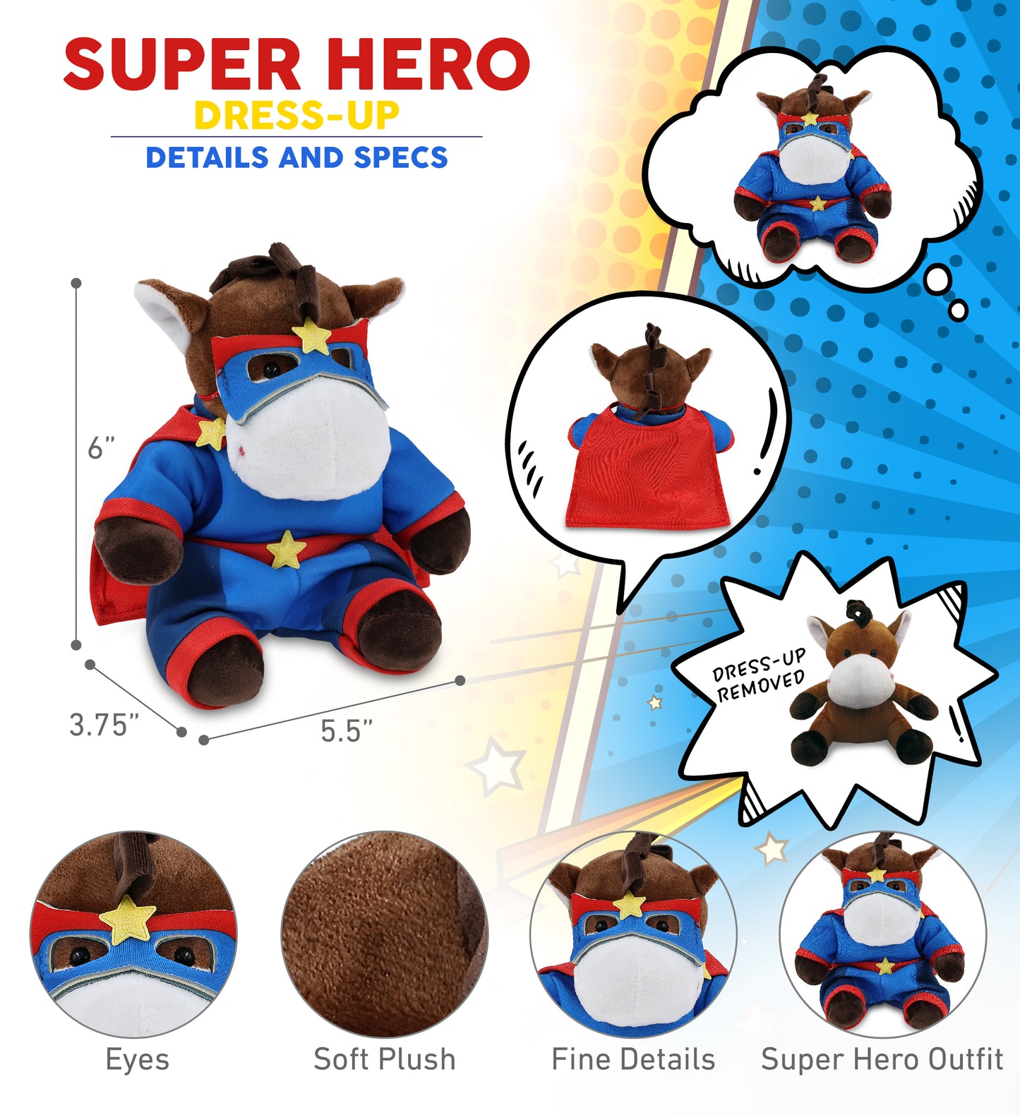 6" PLUSH - HORSE SUPER HERO