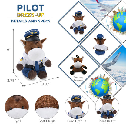 6" PLUSH - HORSE WITH PILOT DRESS UP