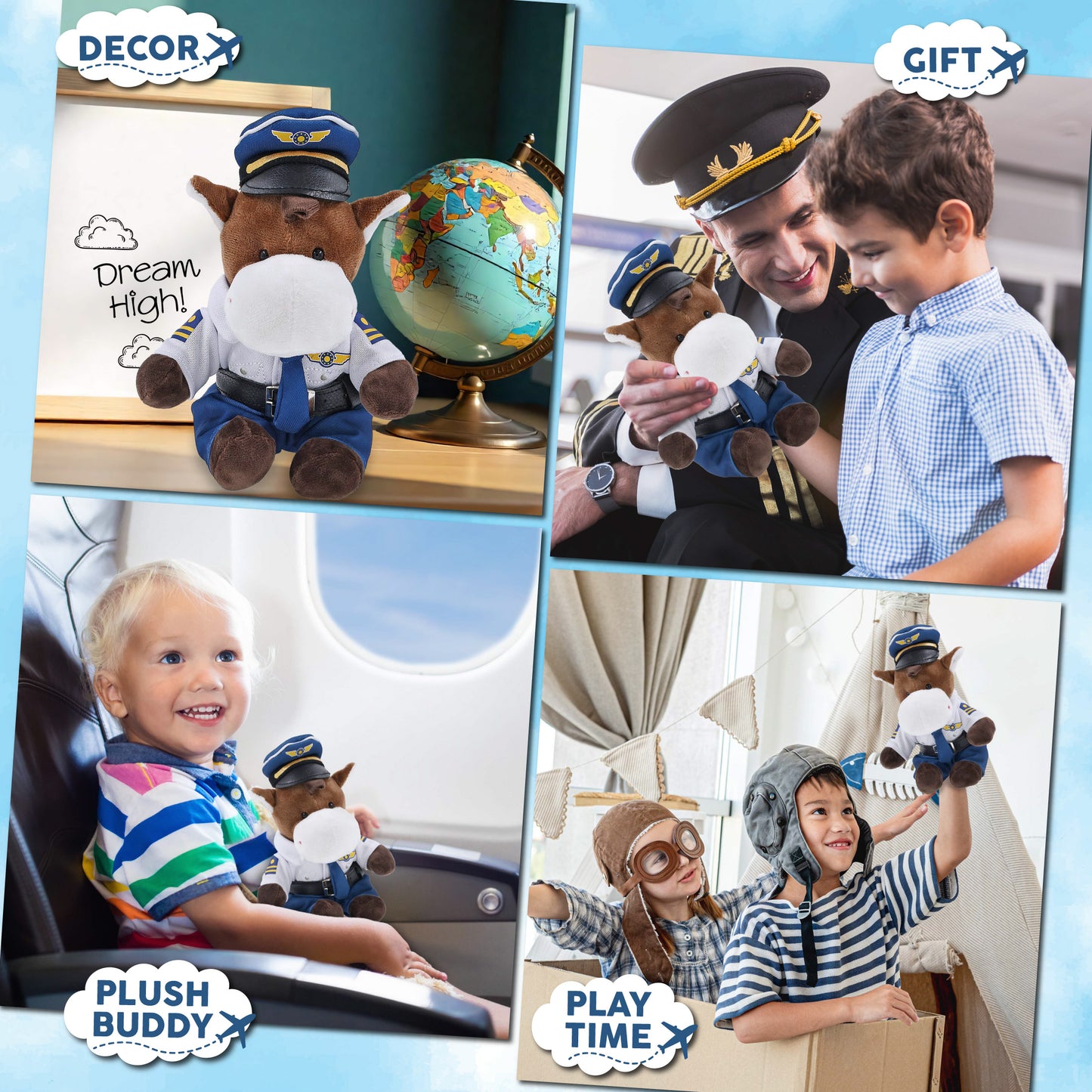 6" PLUSH - HORSE WITH PILOT DRESS UP