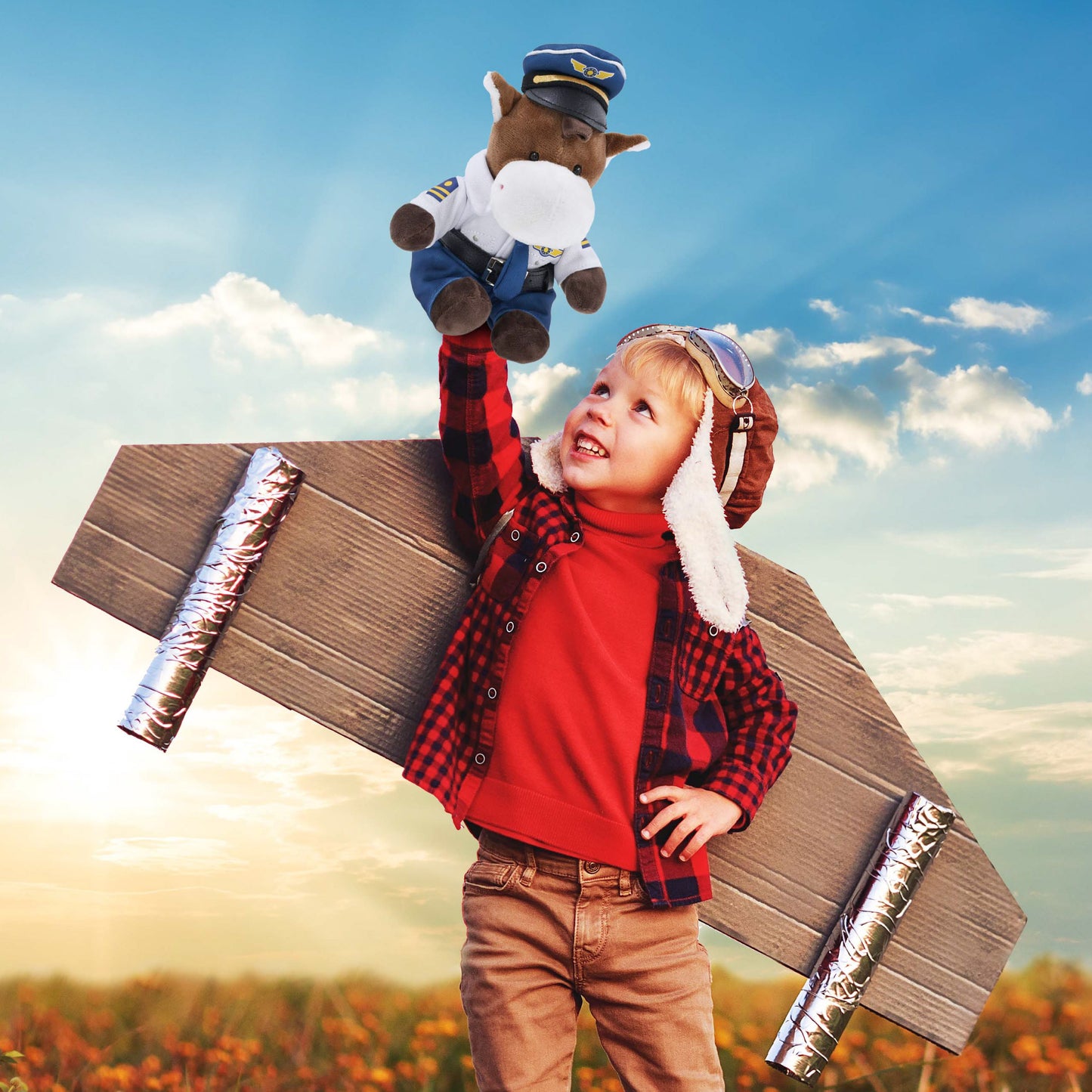 6" PLUSH - HORSE WITH PILOT DRESS UP