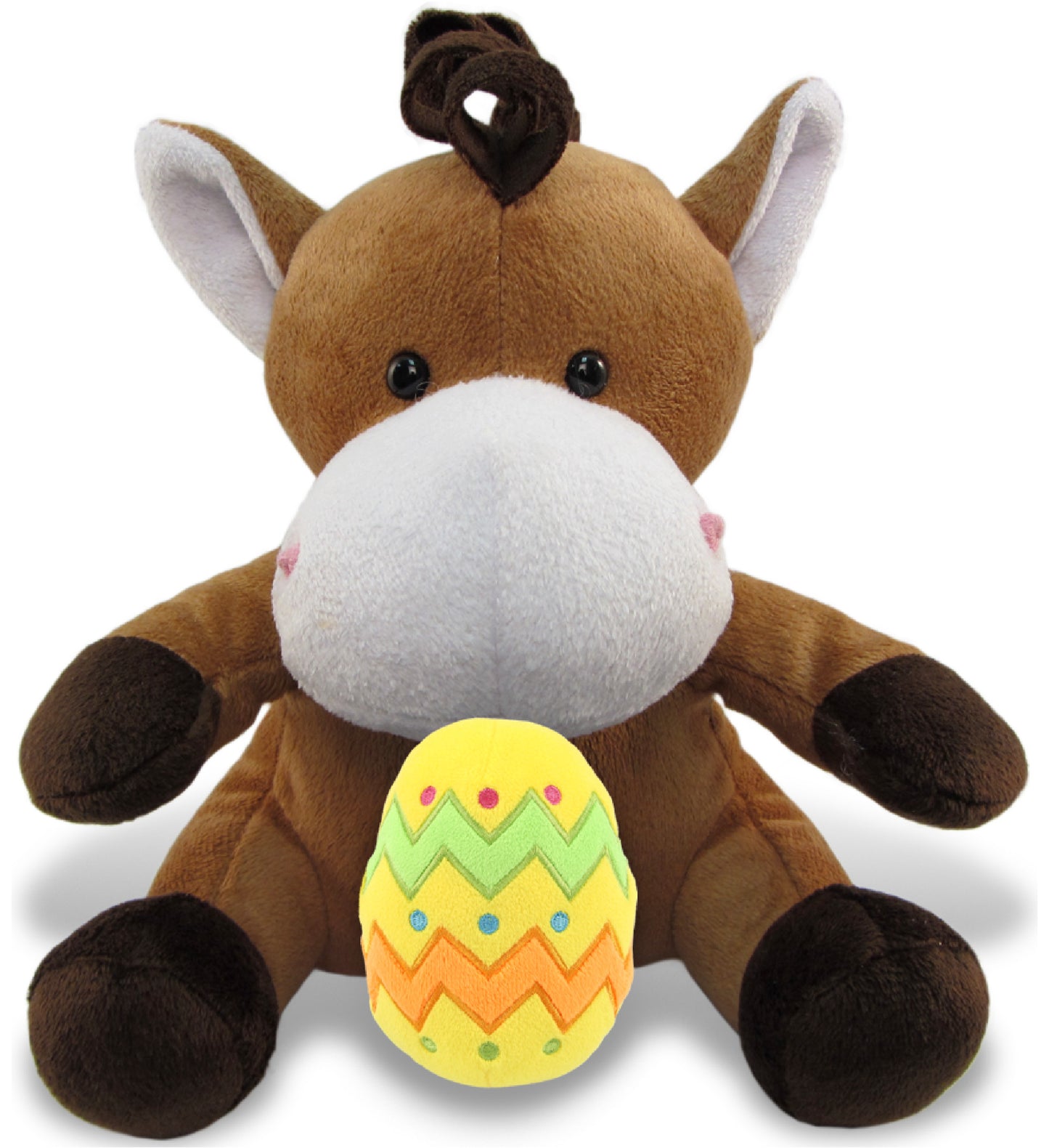 DolliBu Soft Cute Stuffed Animal Horse with Yellow Easter Egg Plush - 6 Inches