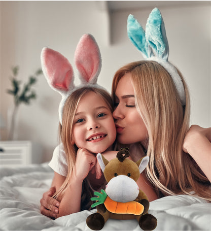 DolliBu Happy Easter Super Soft Plush Horse with Carrot Plush Toy - 6 Inches