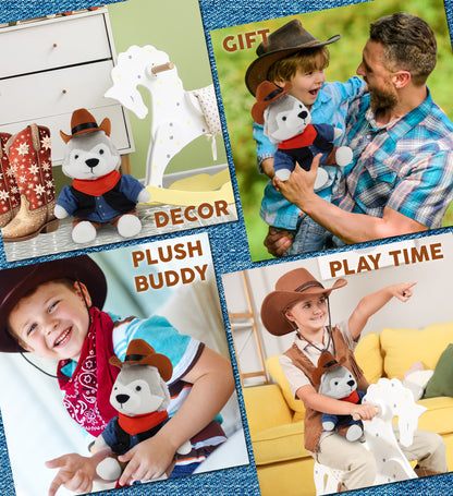 6" PLUSH - WOLF COWBOY DRESS UP