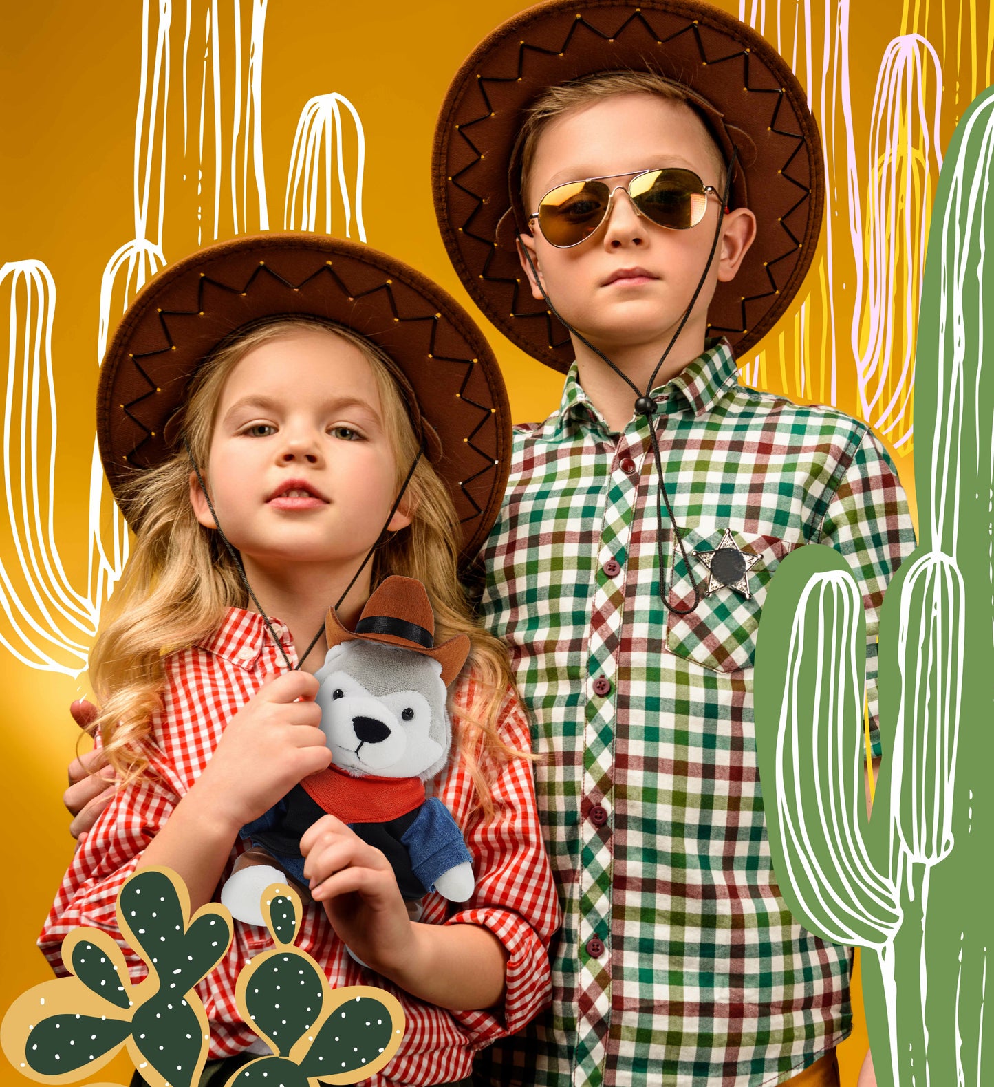 6" PLUSH - WOLF COWBOY DRESS UP