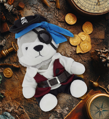6" PLUSH - WOLF WITH PIRATE DRESS UP