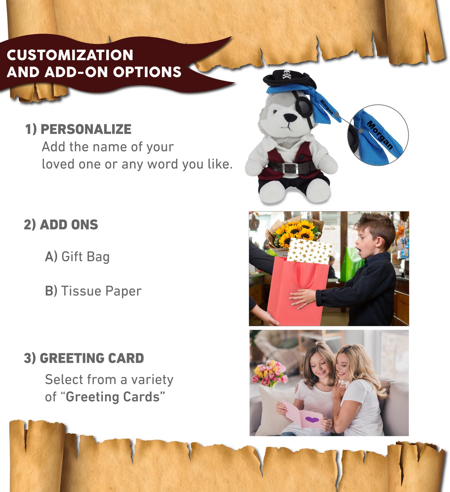 6" PLUSH - WOLF WITH PIRATE DRESS UP