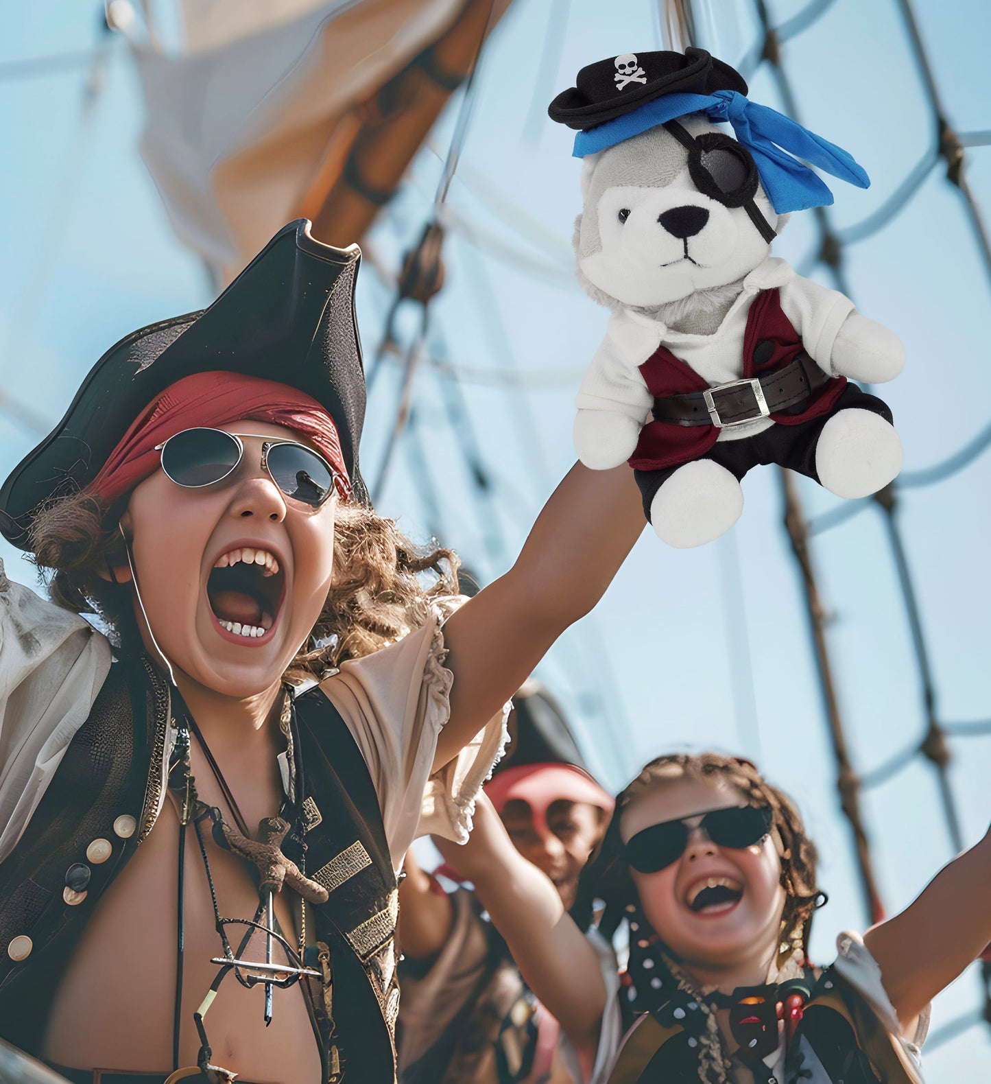 6" PLUSH - WOLF WITH PIRATE DRESS UP