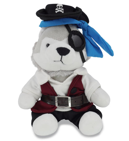 6" PLUSH - WOLF WITH PIRATE DRESS UP