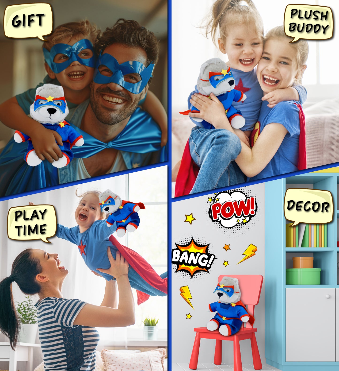 6" PLUSH - WOLF WITH SUPER HERO DRESS UP