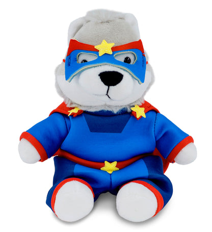 6" PLUSH - WOLF WITH SUPER HERO DRESS UP