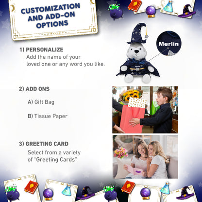 6" PLUSH - WOLF WITH WIZARD DRESS UP