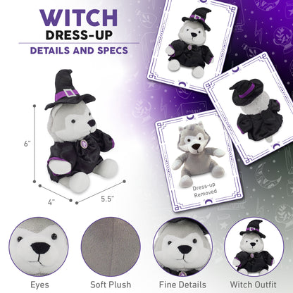 6" PLUSH - WOLF WITH WITCH DRESS UP