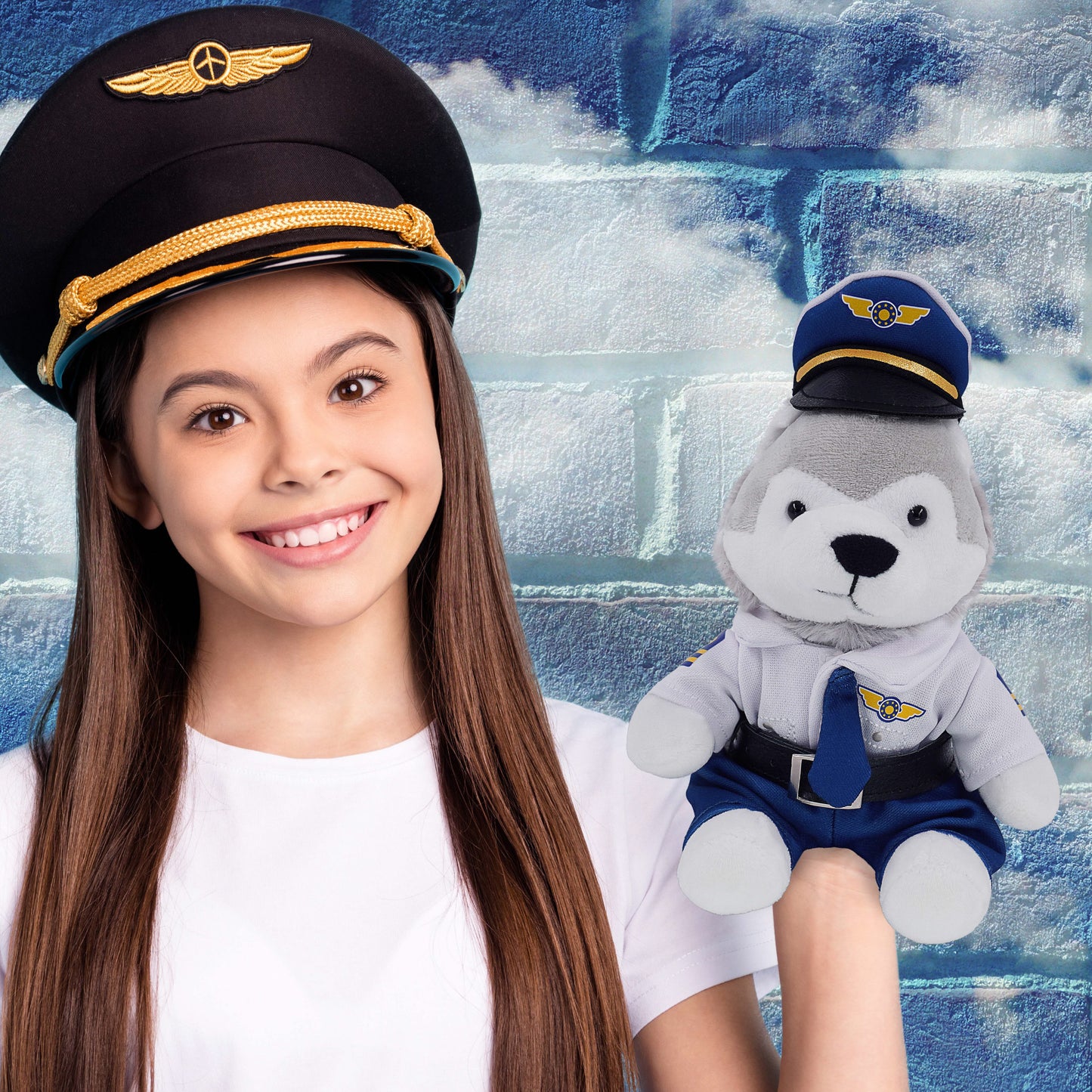 6" PLUSH - WOLF WITH PILOT DRESS UP