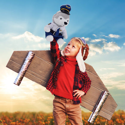 6" PLUSH - WOLF WITH PILOT DRESS UP