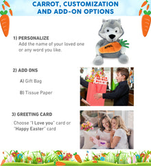 DolliBu Happy Easter Super Soft Plush Wolf with Carrot Plush Toy - 6 Inches