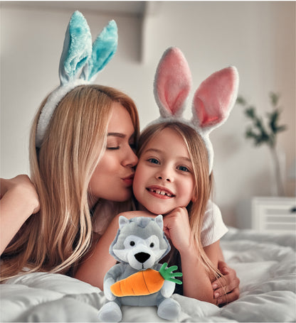 DolliBu Happy Easter Super Soft Plush Wolf with Carrot Plush Toy - 6 Inches