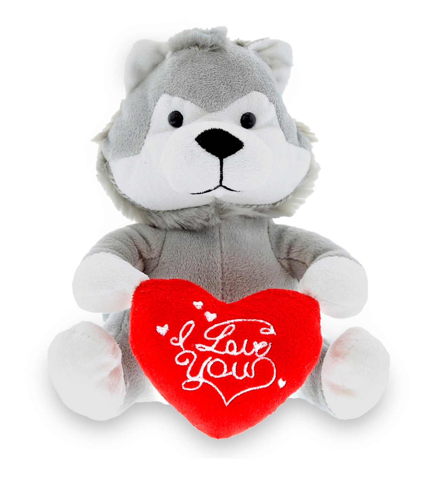 PLUSH I LOVE YOU RED HEART - 6" PLUSH - WOLF