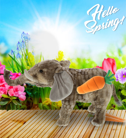 DolliBu Happy Easter Super Soft Plush Elephant with Carrot Plush - 12 Inches