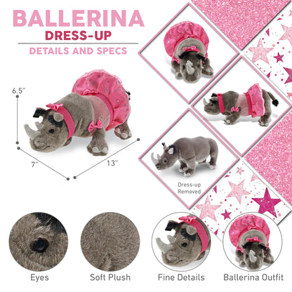 WILD COLLECTION PLUSH - 13" RHINO BALLERINA