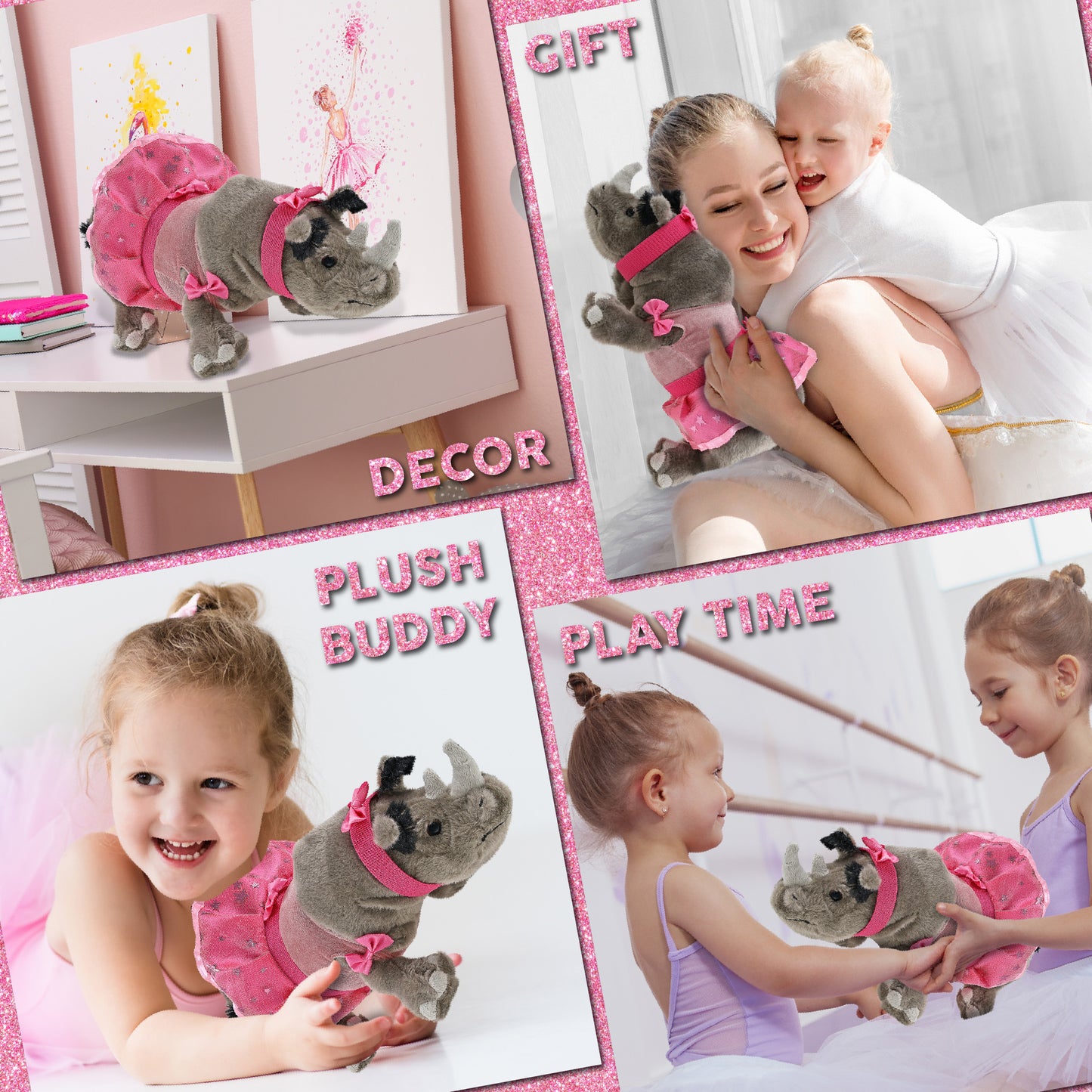 WILD COLLECTION PLUSH - 13" RHINO BALLERINA