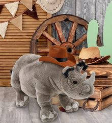 WILD COLLECTION PLUSH - 13" RHINO COWBOY DRESS UP